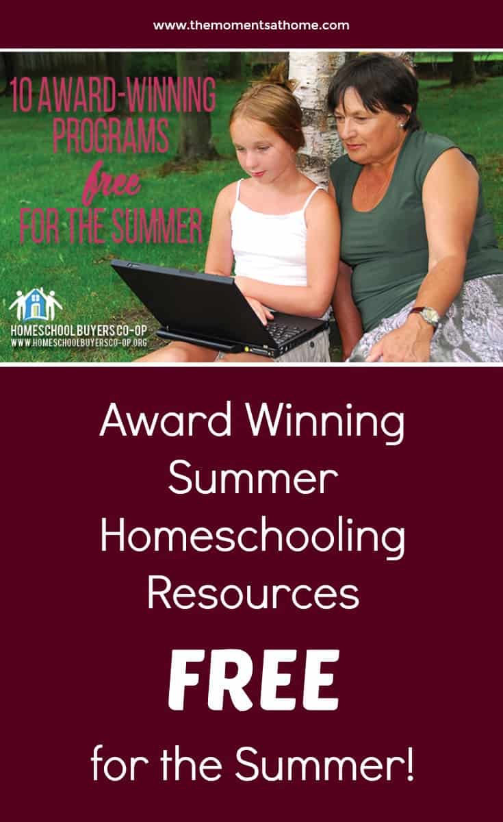 Awards winning summer homeschooling resources free for the summer! Homeschool buyers co-op homeschooling summer ideas. #homeschoolingresources