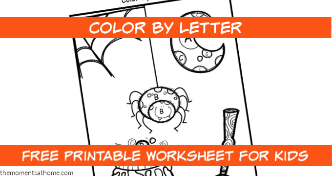halloween color by letter printable worksheet