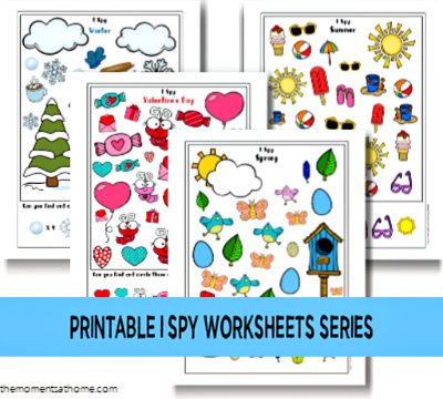 I Spy series from The Moments at Home. Free I spy printable for kids. #freeprintable #printableworksheets