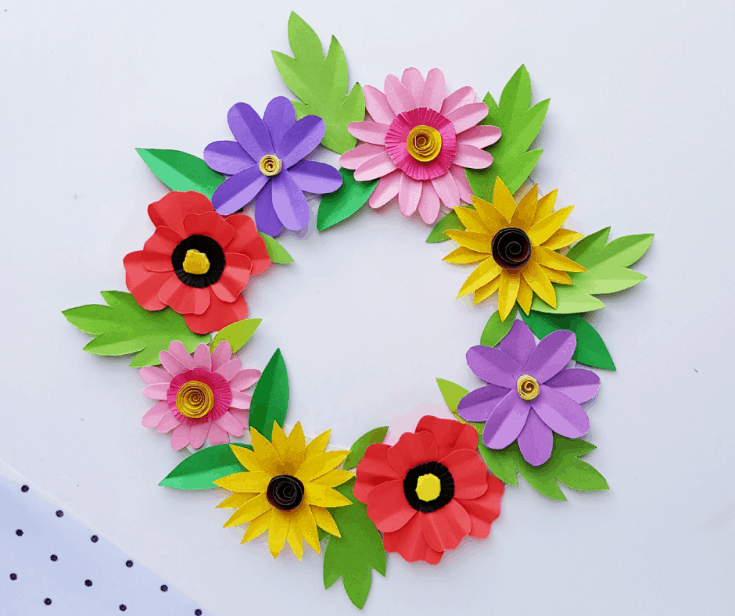 beautiful DIY paper flower wreath craft idea