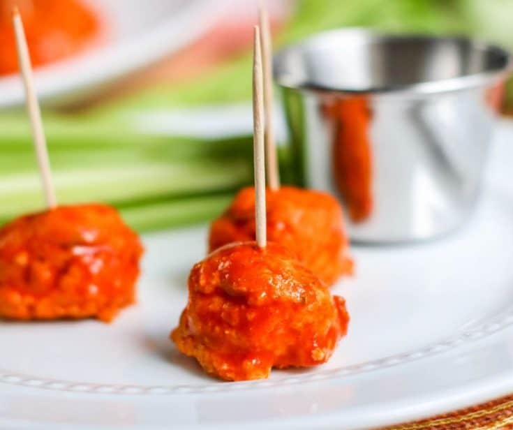 keto buffalo chicken meatballs on a plate